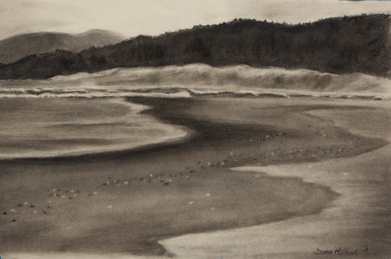 Netucca Mouth, Charcoal on Canson Mi-Teintes 15" x24"